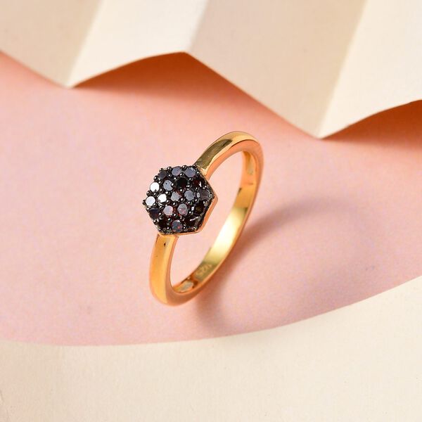 Roter Diamant Ring 925 Silber Gelbgold Vermeil (Größe 16.00) ca. 0,20 ct image number 2