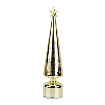 LED-Deko-Tannenbaum mit drehendem Licht, Glas, 9x41 cm, Gold