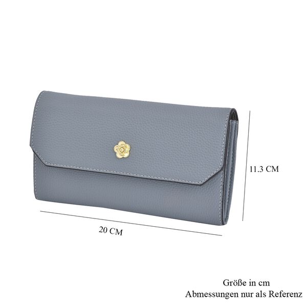 Echtleder Clutch mit Metallriemen, grau image number 7