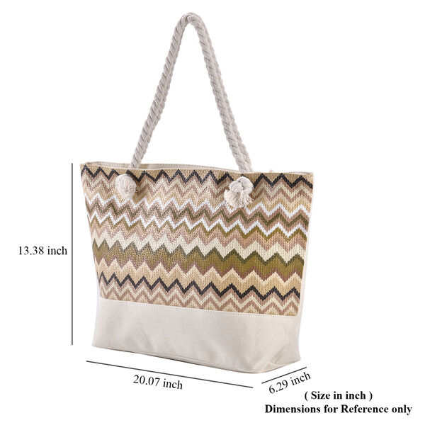 Jacquard Handtasche aus Jute mit Zig-Zag Muster, kaffeefarben image number 7
