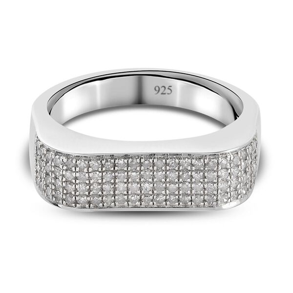 Diamant Herren Ring 925 Silber Platin-&Uuml;berzug