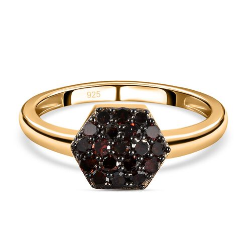 Roter Diamant Ring 925 Silber Gelbgold Vermeil (Größe 16.00) ca. 0,20 ct image number 0