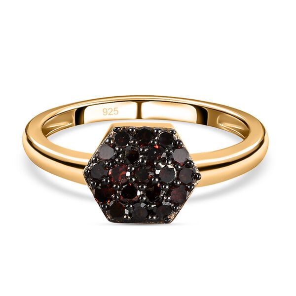 Roter Diamant Ring 925 Silber Gelbgold Vermeil (Gr&ouml;&szlig;e 16.00) ca. 0,20 ct