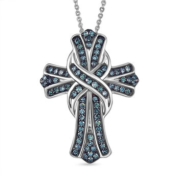 LUXURIANT SGL zertifizierter VS Labor blauer Diamant Anh&auml;nger mit 50cm Kette - 0,50 ct.