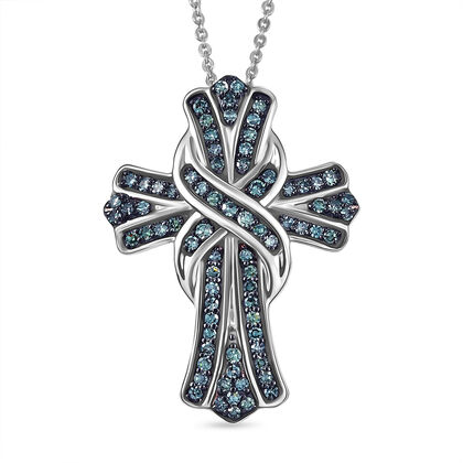 LUXURIANT DIAMOND - Lab Grown Blauer Diamant VS-EF SGL zertifiziert Schmuckset ca. 50 cm 925 Silber rhodiniert ca. 0,50 ct.