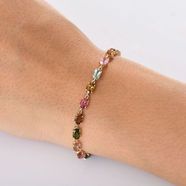 AAA Mehrfarbig-Turmalin Armband ca. 20 cm 375 Gold ca. 11.25 ct image number 3