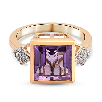 Lusaka Amethyst und Zirkon Ring 925 Silber vergoldet  ca. 4,00 ct
