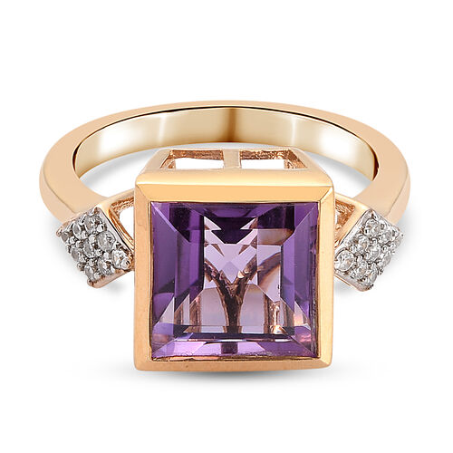 Lusaka Amethyst und Zirkon Ring 925 Silber vergoldet  ca. 4,00 ct image number 0