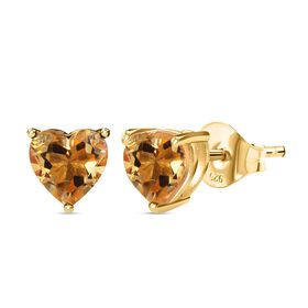 Citrin Ohrstecker 925 Silber vergoldet ca. 1,29 ct