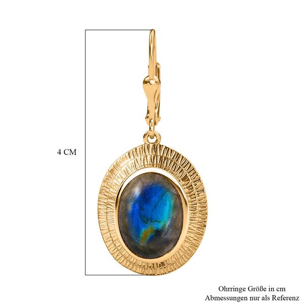 AAA Labradorit Ohrringe 925 Silber 750 Gelbgold Vermeil ca. 12.21 ct image number 7
