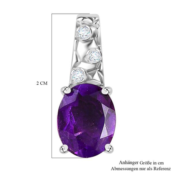 Afrikanischer Amethyst, Wei&szlig;er Zirkon Anh&auml;nger Messing ca. 2.60 ct image number 5