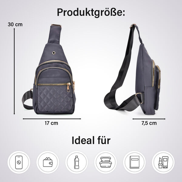 Rucksack mit RFID-Schutz in Steppoptik, 17x7,5x30cm, Grau image number 5