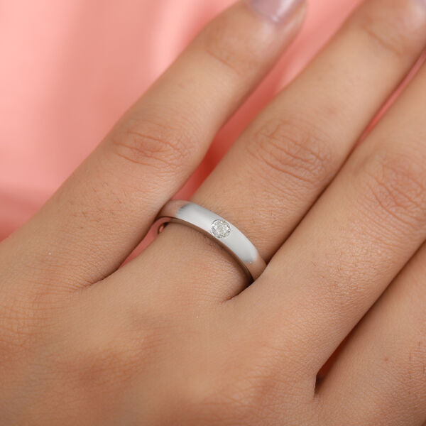 Diamant zertifiziert I2-I3 Band Ring 375 Wei&szlig;gold image number 3