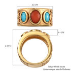 Koralle und natürlicher, Sleeping Beauty Türkis Ring 925 Silber vergoldet (Größe 20.00) ca. 1,77 ct image number 6