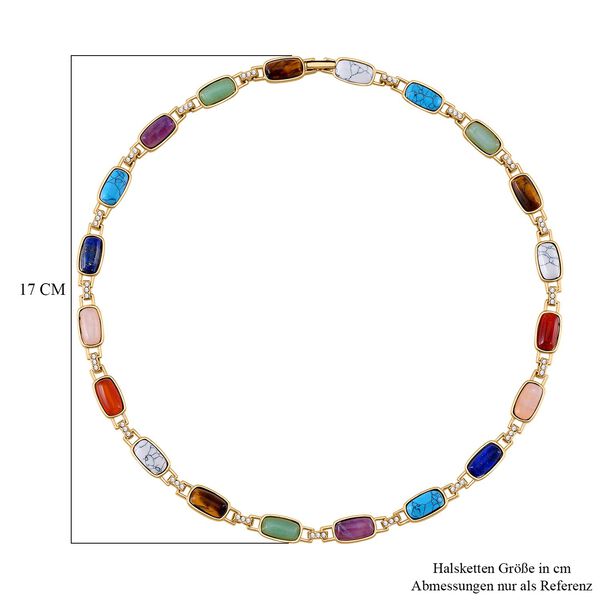 Mehrfarbige Edelsteine, Weiße Kristall Halskette ca. 50 cm, goldfarben image number 5