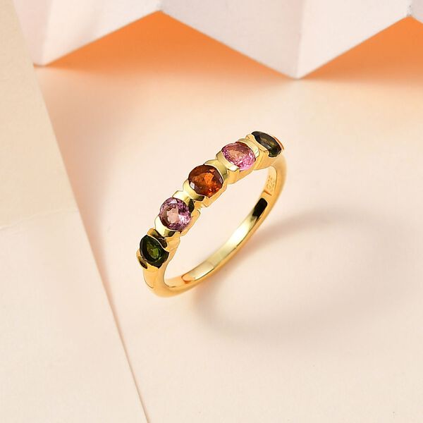 AA Mehrfarbig-Turmalin Ring 925 Silber 750 Gelbgold Vermeil (Gr&ouml;&szlig;e 16.00) ca. 0,89 ct image number 2