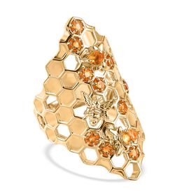 GP Honeycomb Kollektion- AA Citrin und Kanchanaburi blauer Saphir-Ring - 1,26 ct.