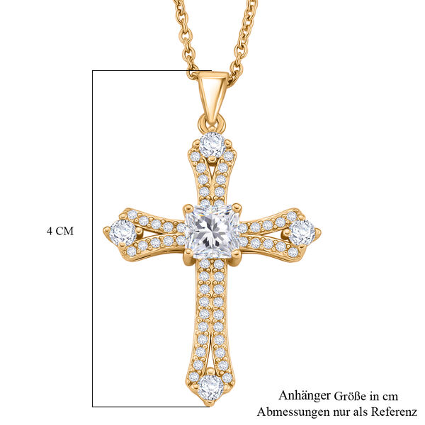 Weißer Zirkonia Schmuckset ca. 50 cm 316L Edelstahl IP-Gelbbeschichtung, Nickelfreies Messing vergoldet image number 6