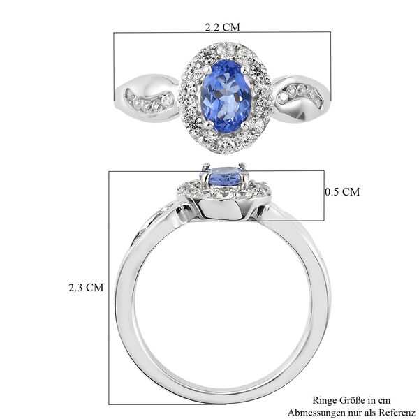 Tansanit und Zirkon Ring 925 Silber platiniert  ca. 1,04 ct image number 7