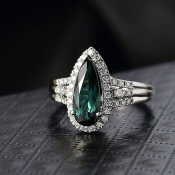 Rhapsody AAAA Pirineu Lagoon Tourmaline, Wei&szlig;er Diamant Ring 950 Platin (Gr&ouml;&szlig;e 17.00) ca. 2,23 ct