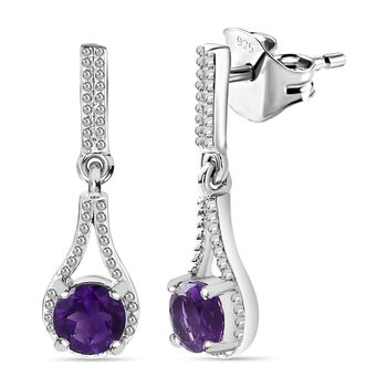 Afrikanische Amethyst Ohrringe, 925 Silber platiniert, ca. 0.87 ct