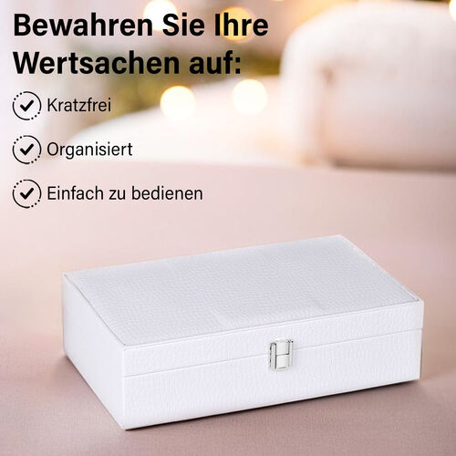 Premium Schmuckbox mit Silberpoliertuch, 32x20x8,7 cm, Weiß image number 1