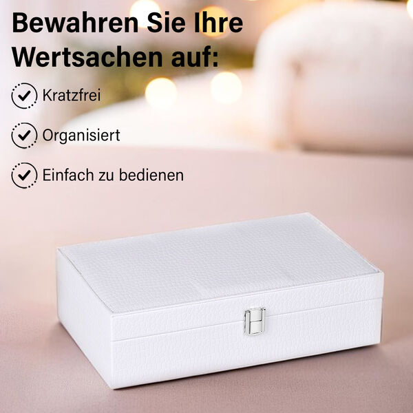 Premium Schmuckbox mit Silberpoliertuch, 32x20x8,7 cm, Weiß image number 1