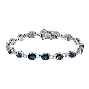 London Blau Topas-Armband, ca. 19 cm, 925 Silber platiniert ca. 14.76 ct