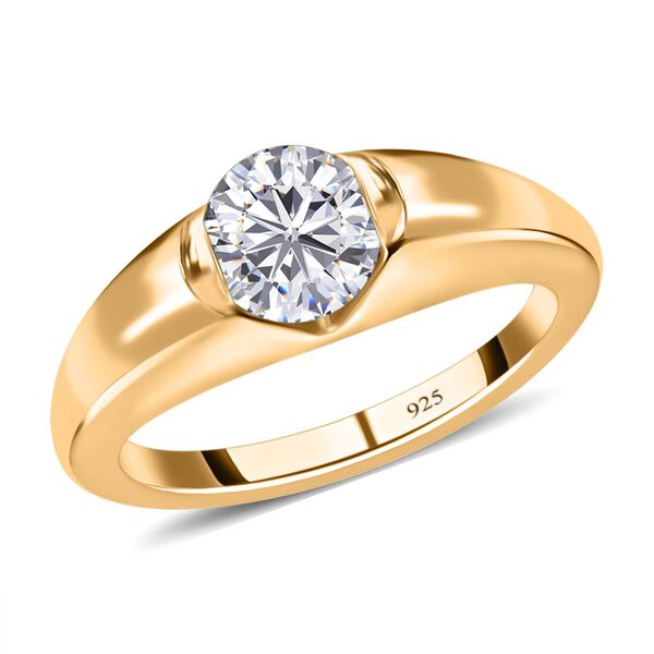 Moissanit Solit&auml;r Ring in Silber mit Gelbgold Vermeil - 0,76 ct. image number 11