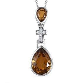 Champagner Triplett Quarz Anhänger mit Kette - 3,39 ct.