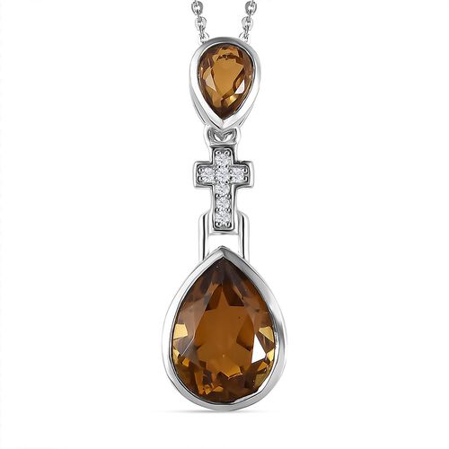 Champagner Triplett Quarz Anhänger mit Kette - 3,39 ct. image number 0