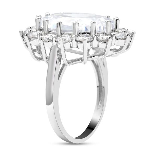 3er Set- Weißer Zirkonia-Ring, Anhänger und Ohrringe, Messing ca. 27,00 ct image number 4