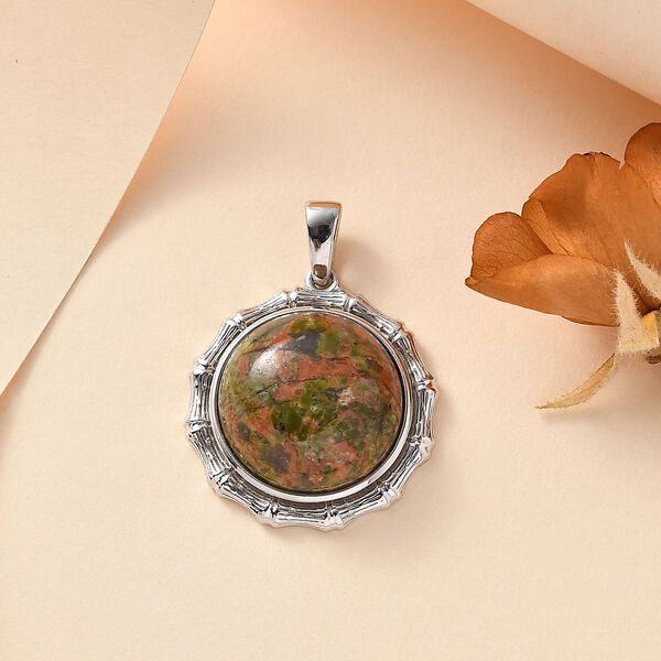 Unakite Anh&auml;nger 925 Silber platiniert ca. 12.73 ct image number 1