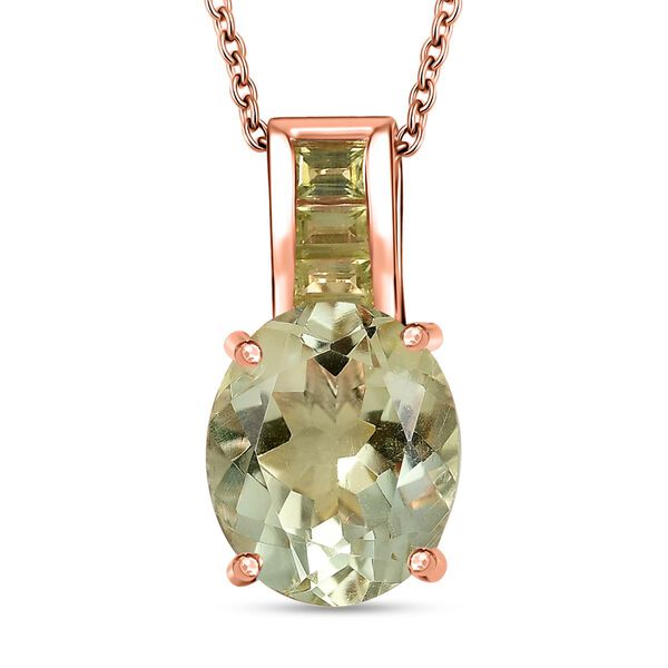 Royal Bali Kollektion- AA Prasiolith und Peridot-Anh&auml;nger mit 50cm Kette - 5,12 ct.