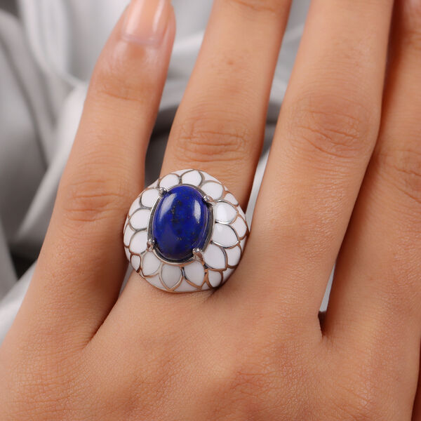 Lapislazuli Ring Messing platiniert  ca. 6,39 ct image number 3