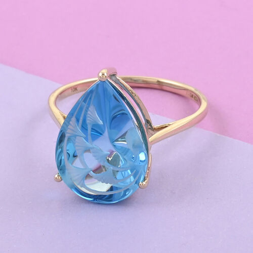 Zertifizierter und geprüfter AAA  Blautopas Ring - 9,10 Karat. image number 1