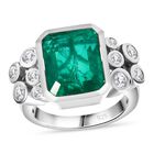 Smaragd-Triplette-Quarz, Weißer Zirkon Ring, 925 Silber rhodiniert (Größe 19.00) ca. 5.94 ct image number 3
