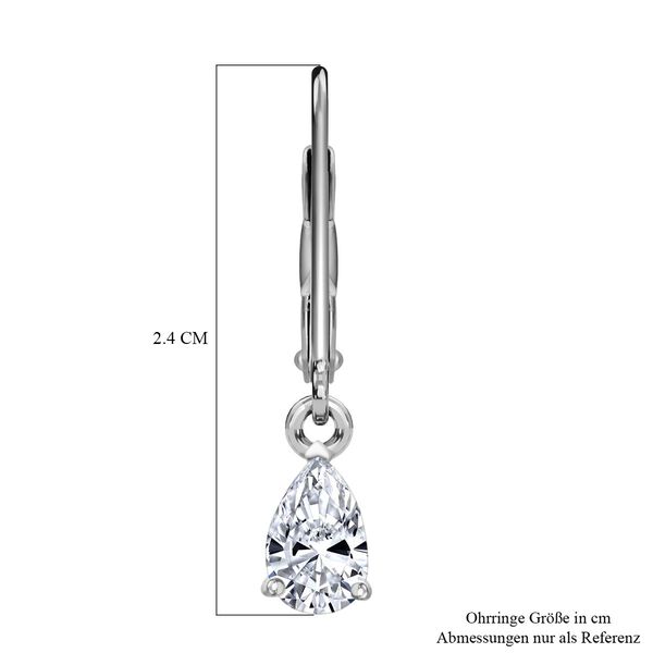 LUXURIANT SGL zertifizierte VS-GH Labor Tropfen-Diamant Ohrringe, 925 Silber rhodiniert - 1 ct. image number 4