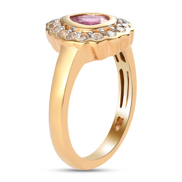 Premium Ilakaka rosa Saphir und Zirkon Ring, 925 Silber vergoldet image number 5