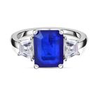 Blauer Spinell, Weißer Zirkon Ring 925 Silber rhodiniert (Größe 21.00) ca. 3,58 ct