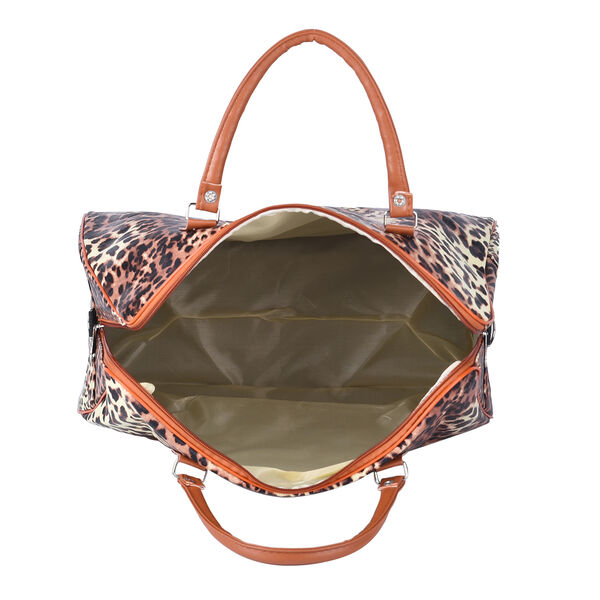 Reisetasche mit Leopardenmuster, Gr&ouml;&szlig;e 43x20x38 cm, Braun image number 4