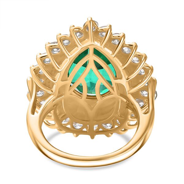 D joy Pfau Quarz Triplette, Weißer Zirkon Ring 925 Silber 750 Gelbgold Vermeil (Größe 17.00) ca. 7,78 ct image number 5