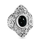 Schwarz Stein Diopsid Ring 925 Silber (Größe 17.00) ca. 2.10 ct