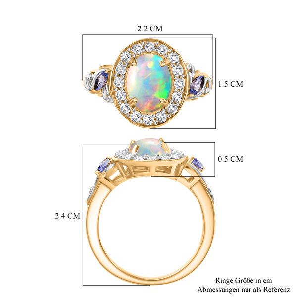 D'Joy Nat&uuml;rlicher, &auml;thiopischer Welo Opal, Nat&uuml;rlicher Chromdiopsid Ring 925 Silber vergoldet (Gr&ouml;&szlig;e 17.00) ca. 1,98 ct image number 7