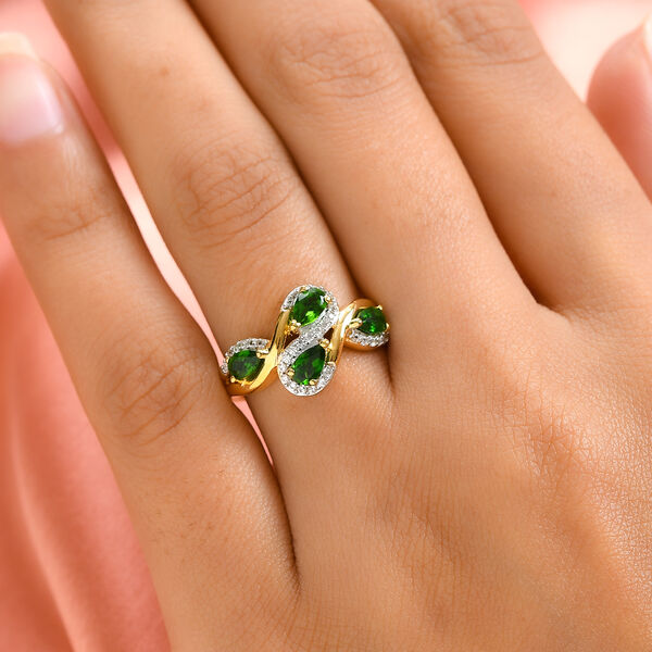 Nat&uuml;rlicher Chromdiopsid und Zirkon-Ring - 1,19 ct. image number 3