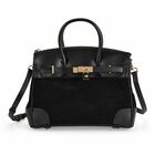 Grand Pelle Echtleder Citybag mit Reißverschluss und Schlossoptik 30 x 16 x 23 cm Schwarz
