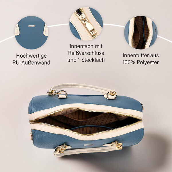 SATCHEL Moderne Handtasche mit Crossbody Gurt, 34x11x22 cm, blau image number 3