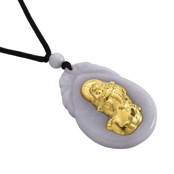 Flexible wei&szlig;e Jade Halskette in 999 Gelbgold, 70cm - 85 ct. image number 4