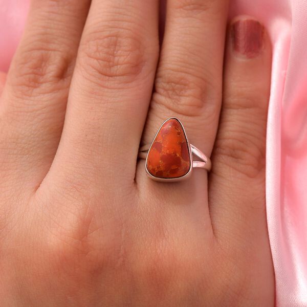 Oranger Mohave T&uuml;rkis-Ring, 925 Silber  ca. 5,11 ct image number 3