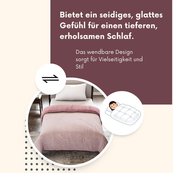 Serenity Night Wende-K&uuml;hlsteppdecke, Zwei-Ton, 135&times;200cm, Dunkelrosa und Beige image number 2